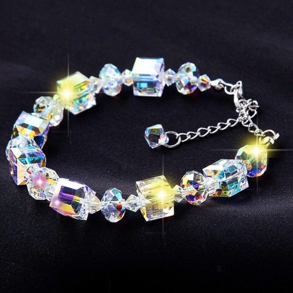 Chain Bracelets for Women Girls Exquisite Aurora Square Geometric Polygon Bead Crystal Jewelry Yoga Braclet Christmas Gifts - Image 2