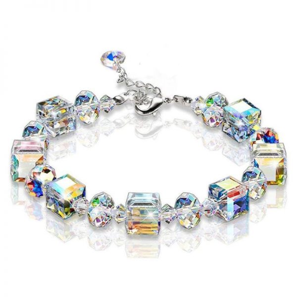 Chain Bracelets for Women Girls Exquisite Aurora Square Geometric Polygon Bead Crystal Jewelry Yoga Braclet Christmas Gifts