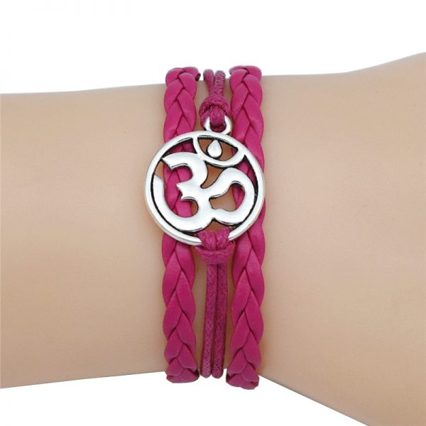 4 Colors Buddhist Hinduism Yoga Jewelry Leather Bracelet Antique Silver AUM OM Charm Meditate Yoga Meditation Yogi OHM Bracelets - Image 3