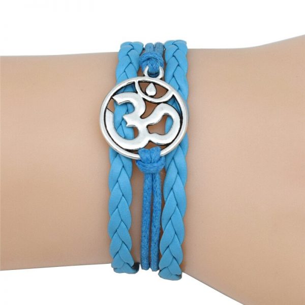 4 Colors Buddhist Hinduism Yoga Jewelry Leather Bracelet Antique Silver AUM OM Charm Meditate Yoga Meditation Yogi OHM Bracelets - Image 4