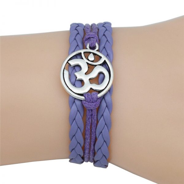 4 Colors Buddhist Hinduism Yoga Jewelry Leather Bracelet Antique Silver AUM OM Charm Meditate Yoga Meditation Yogi OHM Bracelets - Image 5