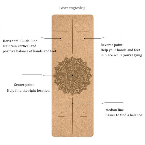 6mm Cork TPE Yoga Mat 183*61 cm Printed Non-slip Mat Home Fitness Pad Gymnastics Pilates Training Sport Beginners - Image 4