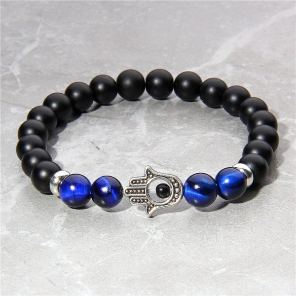 Beads Bracelet Men Fashion Fatima Hand Bracelets Natural Stone Tiger Eye Bracelets for Women Men Elastic Yoga Bracelet Jewelry - Image 4