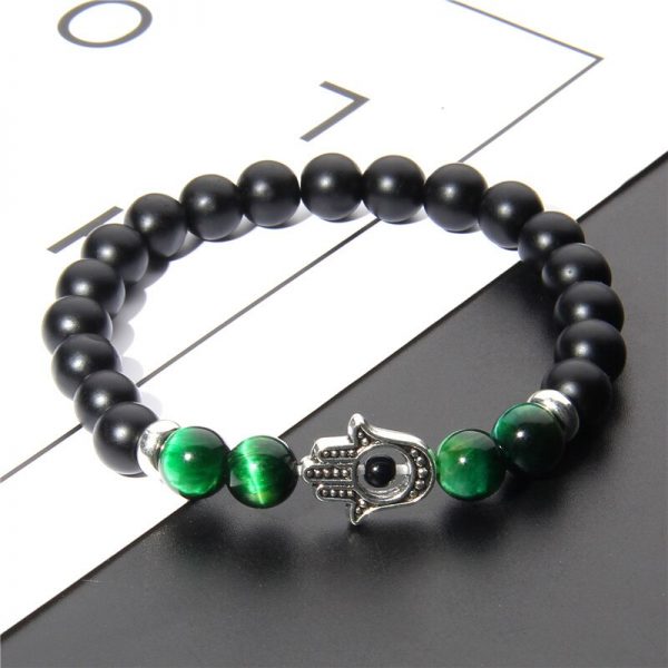 Beads Bracelet Men Fashion Fatima Hand Bracelets Natural Stone Tiger Eye Bracelets for Women Men Elastic Yoga Bracelet Jewelry - Image 5