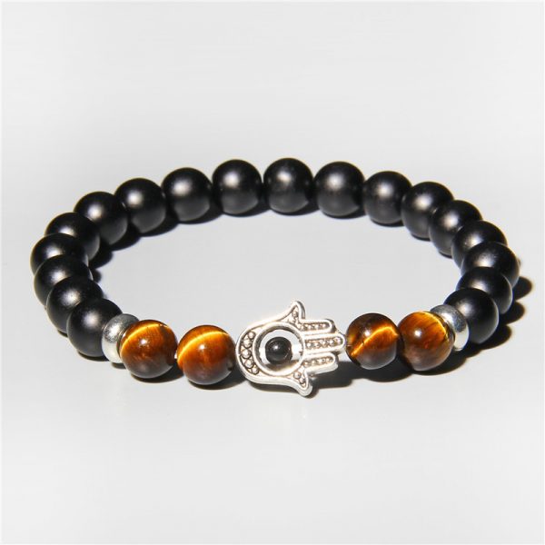 Beads Bracelet Men Fashion Fatima Hand Bracelets Natural Stone Tiger Eye Bracelets for Women Men Elastic Yoga Bracelet Jewelry - Image 6