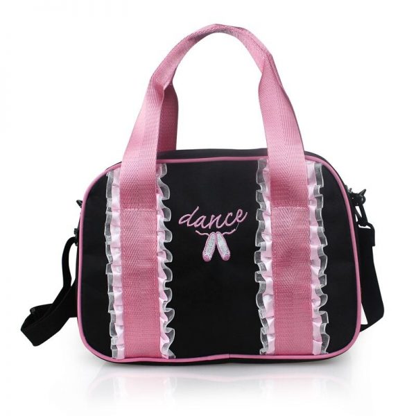 Canvas Waterproof Tote Bag Gym Yoga Ballet Pink Lace Embroidery Handbags Girls Princess Fabric Dance Bag - Image 3