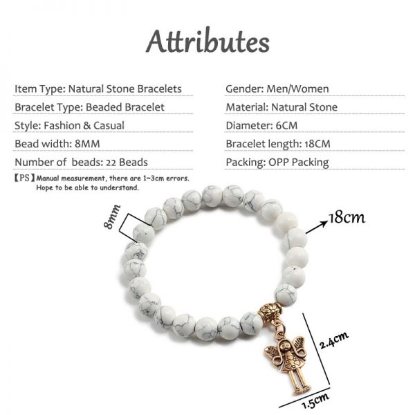 Fashion Natural Stone Beads Bracelet Men Volcanic Stone Black Pine Pendant Gold Angel Bracelets Bangles Women Yoga Charm Jewelry - Image 5