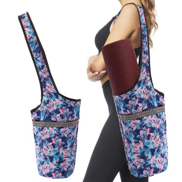 Fitness Yoga Mat Storage Bag Casual Fashion Canvas Yoga Bags With Large Size Zipper Pocket Fit For Most Size Tote Sling Carrier