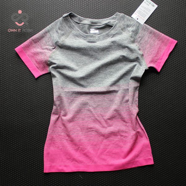 Gym Women's Sport Shirts Quick Dry Running T-shirt Sleeve Fitness Clothes Tees & Tops Deporte Mujer P096 - Image 3