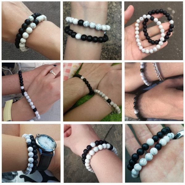 Hot 2pcs/set 7 Style Couples Distance Bracelet Natural Stone Yoga Beaded Bracelet for Men Women Friend Gift Charm Strand Jewelry - Image 2