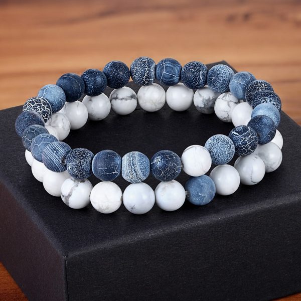 Hot 2pcs/set 7 Style Couples Distance Bracelet Natural Stone Yoga Beaded Bracelet for Men Women Friend Gift Charm Strand Jewelry - Image 5