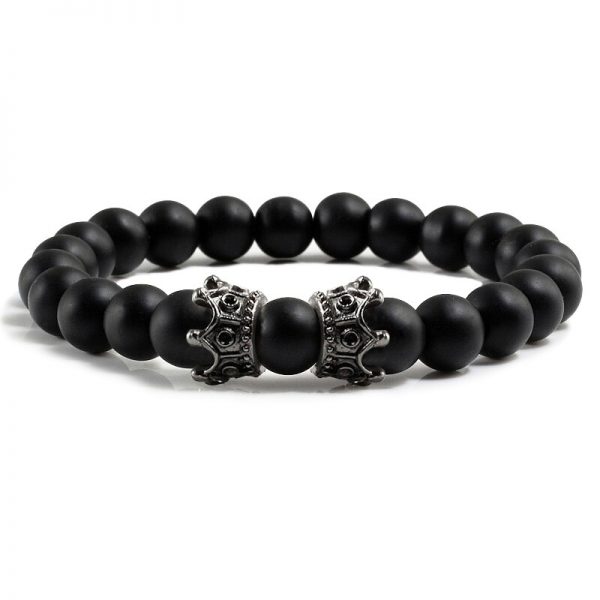 Hot Trendy Lava Rock Stone Bead Bracelet CZ Imperial Crown Helmet Charm Men Bracelets Women Yoga Bangle Fashion Jewelry pulseira - Image 5