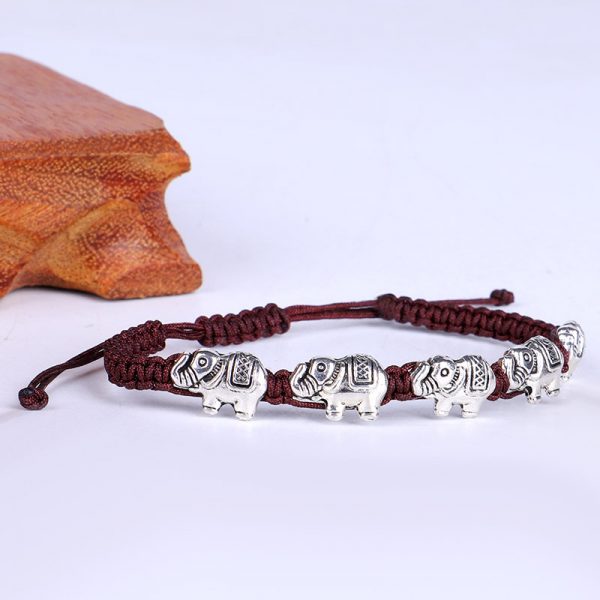 Minimalist Handmade Rope Mens Bracelet Vintage Silver Elephant Ethnic Braslet Adjustable Yoga Meditation Jewelry Indian Sieraden - Image 2