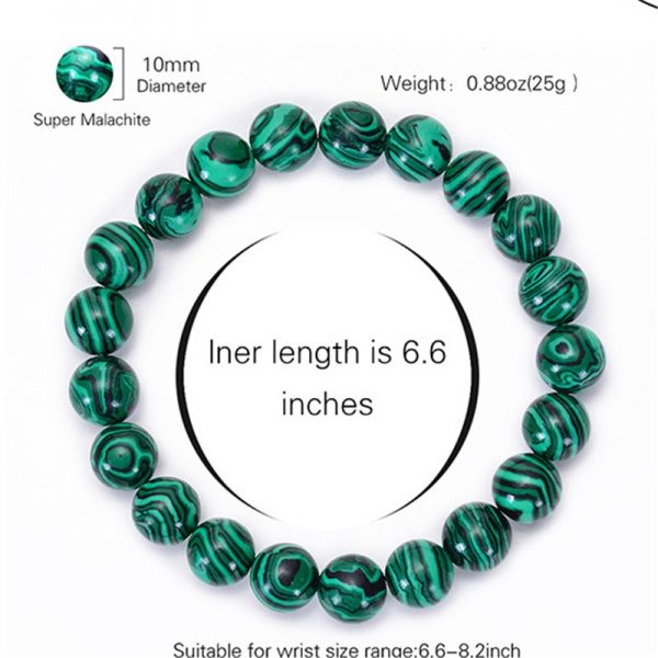 New Fashion Natural Malachite Bracelet for Men Women Natural Stone Bead Charm Bracelets Bangles Yoga Jewelry Gifts - Image 2