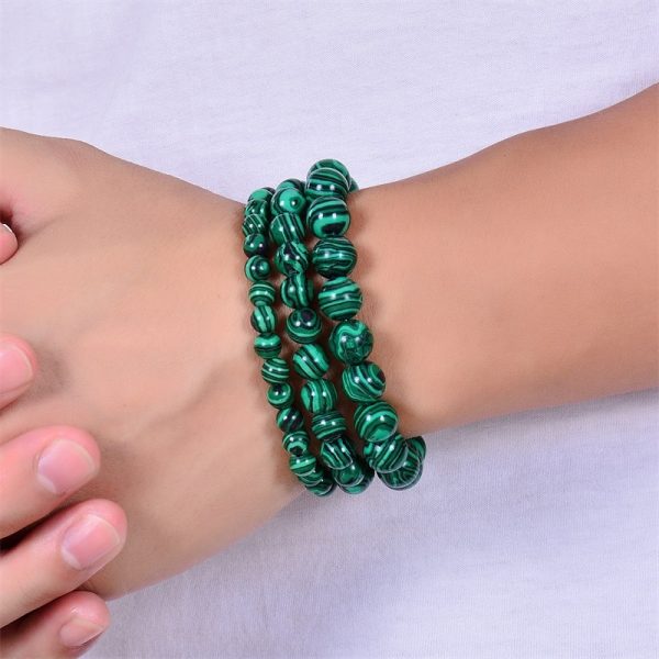 New Fashion Natural Malachite Bracelet for Men Women Natural Stone Bead Charm Bracelets Bangles Yoga Jewelry Gifts - Image 3