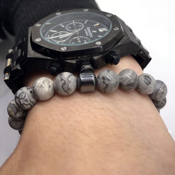 OIQUEI pulsera hombre Cylinder Hematite Bracelets For Men Classic Nature Stone Beads Bracelets&Bangles Homme Yoga Jewelry - Image 6