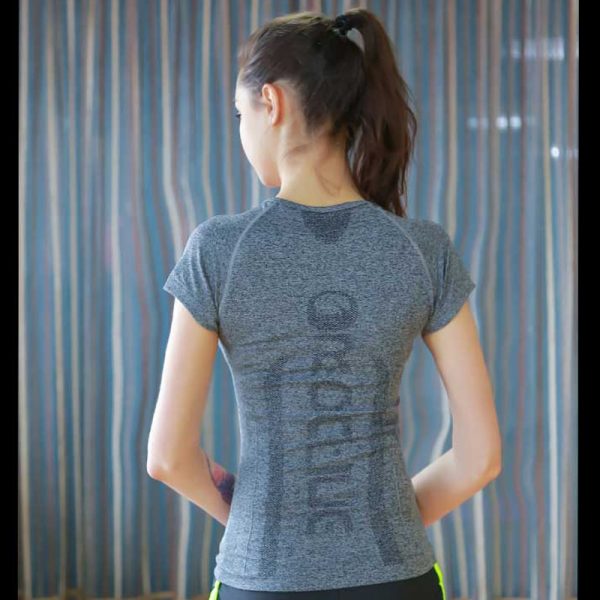 ONE Breathable Sports T-Shirts,Top Fitness,Short Sleeve,Slim,Round-Collar,Fast Dry,High Elastic,Running,GYM Pure Color Yoga Suit - Image 3