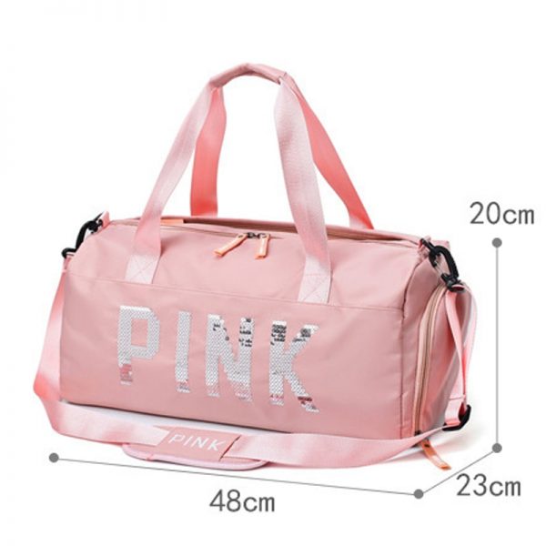 Pink Sequins Fitness Bag Waterproof Training Shoulder Shoulder Sport Bag For Women Fitness Yoga Travel Duffel Clothes Gym Bags - Image 5