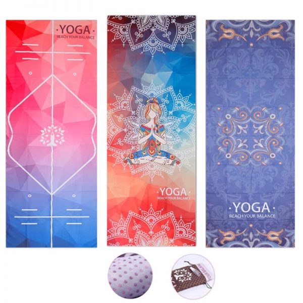 Printed Yoga Mat Towel Microfiber AbsorbSweat Yoga Towel Silica Gel Non-slip Goodgrip 183*65cm Yoga Blanket Pilates Mat Cover