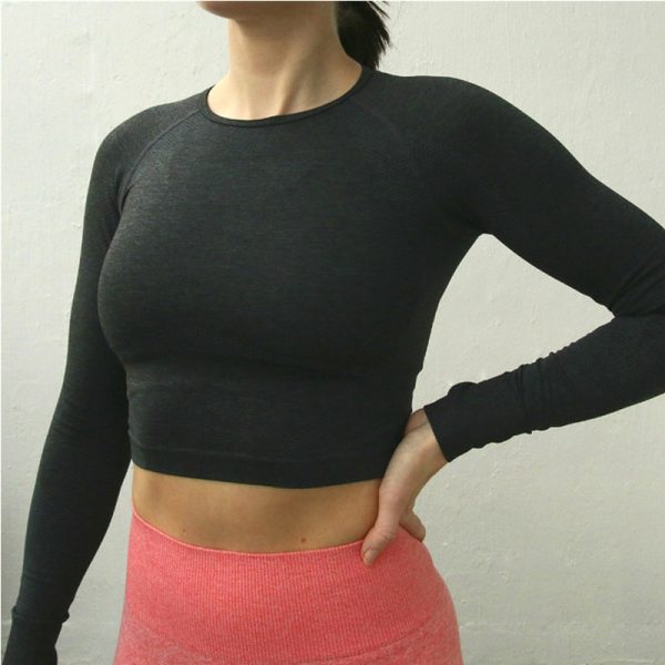 Sexy Crop Top Seamless Long Sleeve Yoga Top Sport Top Fitness Women Gym Top Sport Shirt Women Workout Tops For Women Yoga Shirt - Image 6