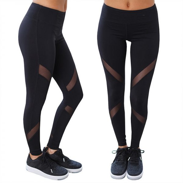 Sport Leggings Women Running Pants S-XL Black Mesh Net Yoga Pants Slimming Hip Up Fitness Leggings Elastic Waist Women Gym Pants - Image 5