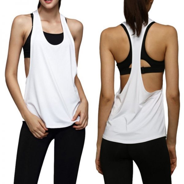 Women Crop Top Dry Quick Yoga Shirts Loose Gym Fitness Sport Sleeveless Vest Singlet Running Training Tops - Image 2