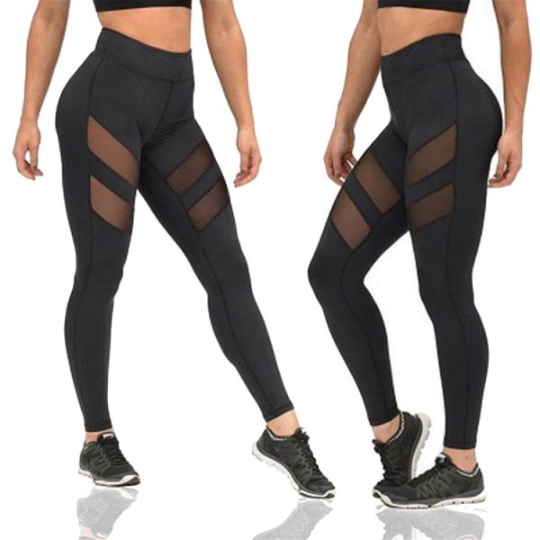 Women Mesh Patchwork Sport Leggings High Waist Tights Pants Solid Sports Wear for Women Gym Push Up Yoga Pants Plus Size S-XL - Image 4