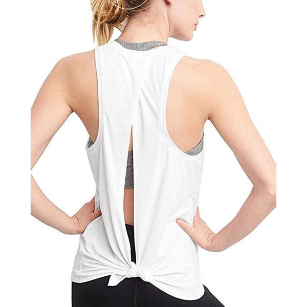 Women Sexy Open Back Sport Solid Yoga Shirts Tie Workout Racerback Tank Tops fitness tops women sport shirt - Image 6