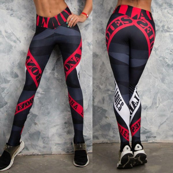 Women Yoga Pants Compression Elastic Gym Fitness Sport Printed Leggings Tights Running Workout Sportswear Girl Training Trousers