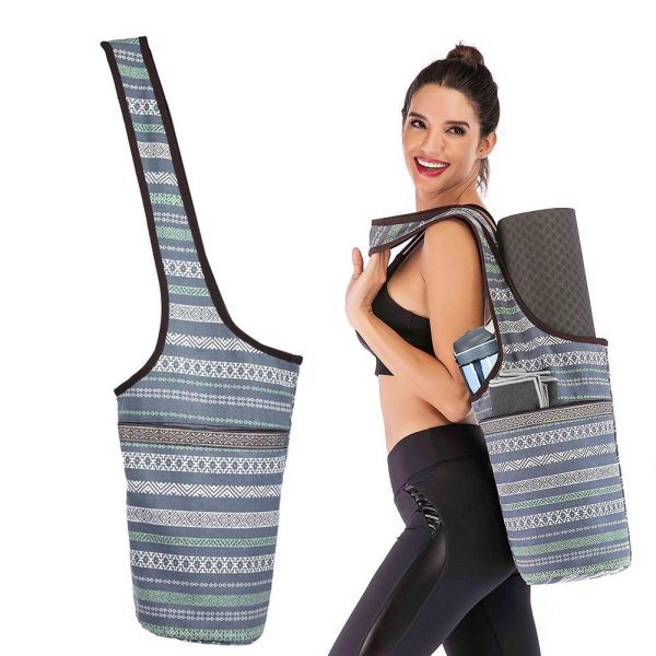 Yoga Mat Bag Casual Fashion Canvas Backpack with Large Size Zipper Pocket Fit Most Size Yoga Mat Tote Sling Carrier