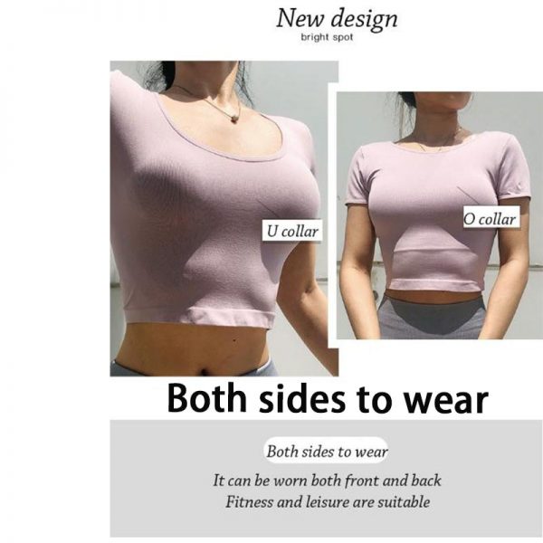 Yoga Top Seamless Yoga Shirt Short Sleeve Crop Top Women Sport Shirt  Gym Women Top Gym T-shirt 10 colors - Image 5